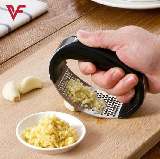 Manual Garlic Press Rocker with Handle Stainless Steel Garlic Crusher Squeezer Slicer